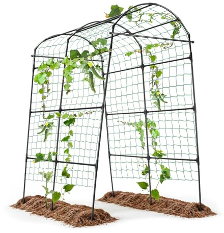 Yotoworth Gartenbogen Laube Rankhilfe für Kletterpflanzen Outdoor, 2,4 m extra hoch Gurken Rankgitter Hochbeet Kletterrebe Pflanzenstütze, Traube Gemüse Tomaten Erbsen Bohnen Rankgitter Schwarz