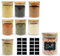 LATRAT Juego de 8 tarros de especias con tapa, 250 ml, con tapa de bambú y cristal, redondos, con etiquetas