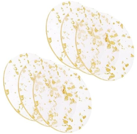 Sarngk Lot de 6 sous-Verres en Acrylique en Feuille d'or pour, Dessous de Verre de Style Nordique, Tasse à Café, Coussin Isolant pour, 9,5 Cm, Facile à Utiliser