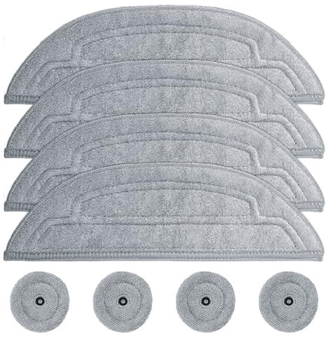 Druuzyl Lot de 4 Serpillères Microfibre pour Roborock S8 MaxV Ultra, Tampons de Nettoyage Lavables et Réutilisables, Compatible avec Robot Aspirateur S8 MaxV Ultra (4 Pièces Rondes + 4 Pads)