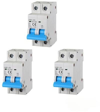 gloca Interruttore Magnetotermico Automatico 2P 220V 6KA 2 Moduli DIN (40 Ampere, 3)