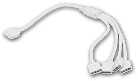 world-trading-net - 4-fach RGBW Verteiler, 5-Pin Connector RGBW, 1x Stecker & 4x Buchse, Eckverbinder Stecker LED Stripe, Anschlusskabel 30cm, weiß