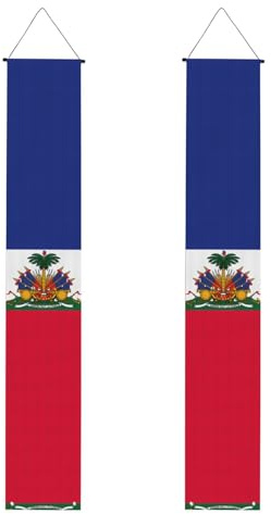 Bannière de bienvenue à suspendre avec drapeau haïtien, drapeau vertical, pour décoration intérieure et extérieure, 180 x 30,5 cm
