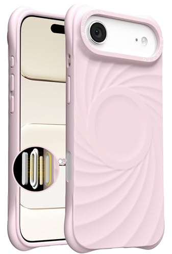 ORNARTO VORTUXE Cover per iPhone Air, [2X Protezione Grado Militare/Texture Ondulata/Compatibile con MagSafe] Morbido Silicone Liquido Custodia 6,5 pollici, Rosa Creta