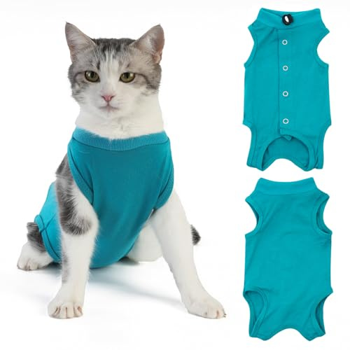 Axcimond Kattbody Op läckageskydd katter body operation kastrationsbody kattkropp för katter efter Op kastration kattdräkt kattkläder halsband alternativ