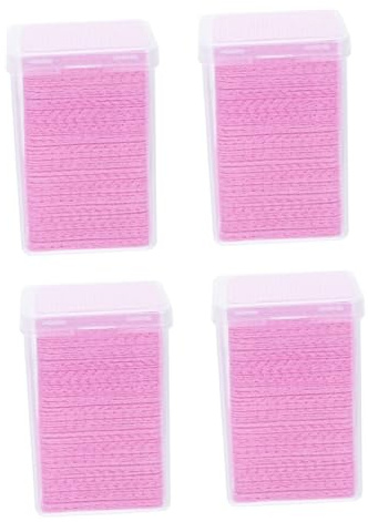 MOTHNUR 4Boxes Eyelash Glue Cleaning Pads Pink Remover Wipers for Salon Glue Bottle Residue Removal Non-Woven Adhesive Lash Extension Makeup Remover