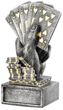 NevPuose Poker-Trophäe aus Kunstharz – kompakte 11,4 cm große Statue, quadratischer Sockel, modernes dekoratives Sammlerstück-Design, Kunstharz-Pokerstatue für , Dekoration, Geschenk, Sammlung