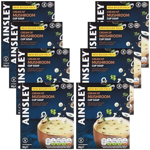 Ainsley Cream of Mushroom Cup Soup (4 Sachets) 80g - 8 Pack | (Sold by Gronets)