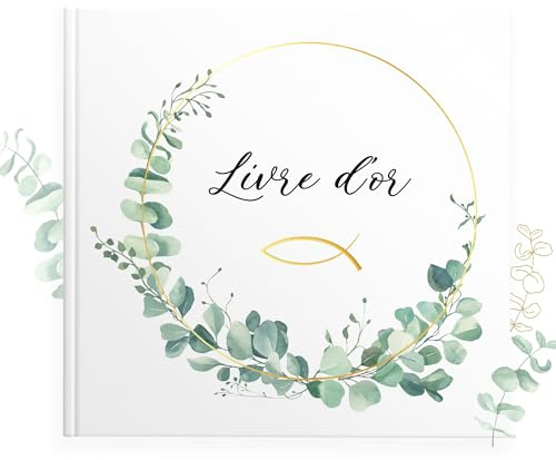 Legezon Gästebuch Konfirmation, Kommunion - Eukalyptus Edles Erinnerungsbuch zur Jugendweihe & Taufe, 72 blanko Seiten Kommunionsbuch für Glückwünsche, Geschenk für Hochzeit Feier Jungen Mädchen