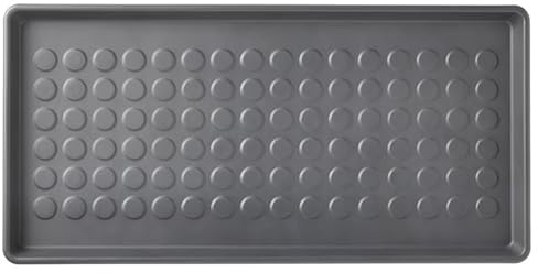 Indoor & Outdoor Shoe Mat - Durable Polypropylene Floor Protection Tray with Raised Edge for Wet & Muddy Footwear, Easy Clean Shoe Storage Mat, Grey/Red, Multiple Sizes (1, Grey, 71x35 cm)