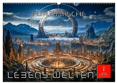Futuristische Lebens Welten (Wandkalender 2026 DIN A2 quer), CALVENDO Monatskalender: Futuristische Lebenswelten - eine interplanetarische Reise ins Universum. (CALVENDO Wissenschaft)