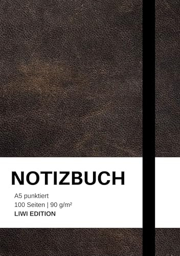 Notizbuch A5 punktiert - 100 Seiten 90g/m² - Soft Cover Schwarz - FSC Papier: Notebook A5 dotted / gepunktet