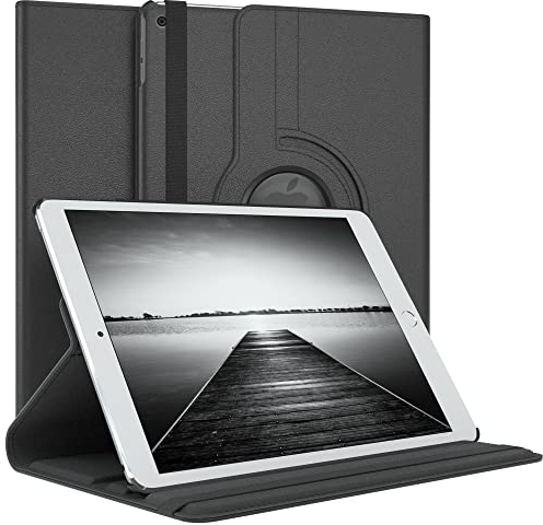 EAZY CASE - Tablet Hülle für iPad 5 / iPad 6 (2017/2018) Schutzhülle 9.7 Zoll Smart Cover Tablet Case Rotationcase zum Aufstellen Klapphülle 360° drehbar mit Standfunktion Tasche Kunstleder Schwarz