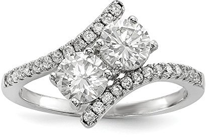 Diamond2deal Bypass-Ring Sterling-Silber 925 rhodiniert Zirkonia 2 Steine poliert