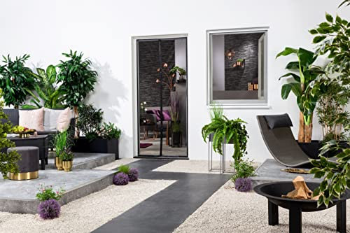 Fliegengitter Lamellenvorhang Magnet 100x220 cm in weiß und schwarz mit Bordüre (schwarz)