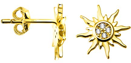 SOFIA MILANI - Damen Ohrringe 925 Silber - vergoldet/golden & mit Zirkonia Steinen - Stern Sonne Ohrstecker - 20554