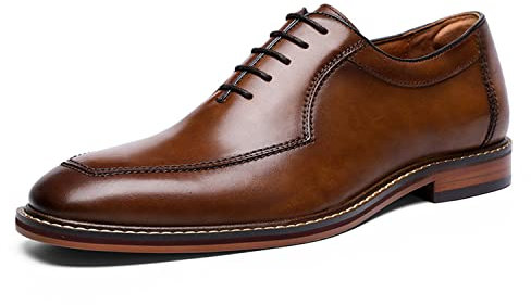 DESAI Zapatos Oxford de Cuero con Cordones para Hombre, Marrón, 47 EU