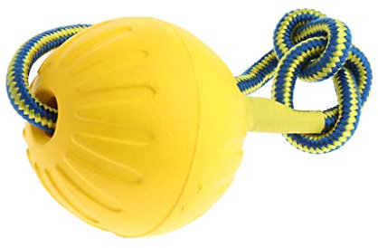 Fenteer Hundeball Hundespielzeug Wurfball mit Seil Schnur - Gelb, L