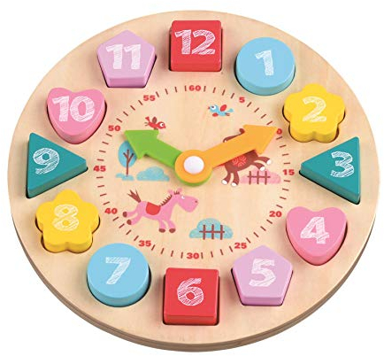 LELIN TOYS 38254 Sky-Blue 10262 Holz-Lernuhr. 13 teilig, Multi Color