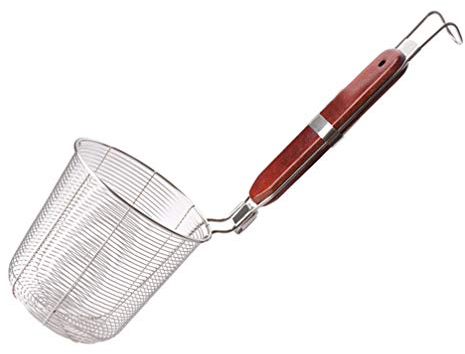 BESTONZON 2pcs Edelstahl Sieb Korb Holzgriff Draht Mesh Lebensmittel Skimmer K¨¹che Sieb f¨¹r Nudeln Nudel (12,5 cm)
