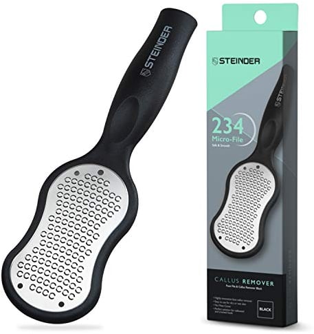 Steinder Foot File, Feet Scrubber for Hard Skin, Heel Scraper Dry Skin, Rough Skin Remover for Feet, Foot Pedicture Kit, Foot Rasp - Black