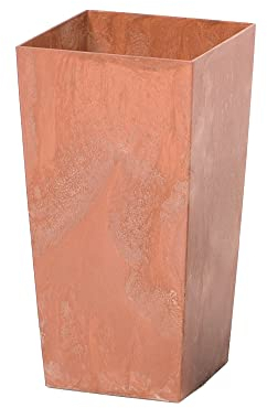 Prosperplast Pot urbi Square Beton Effect 4l., avec réservoir, Dimensions (mm) 140x140x265, Couleur Terre Cuite