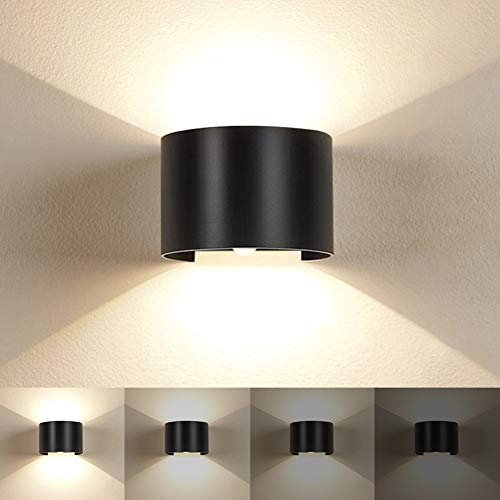 Wandleuchte LED Dimmbar 12W Rund Wandlampe Innen/Aussen Wandbeleuchtung 230V Einstellbar Abstrahlwinkel Auf und Ab Wandleuchten 3000K