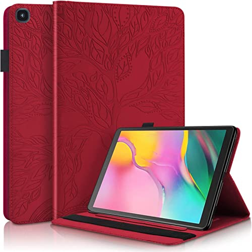 AsWant Funda para Samsung Galaxy Tab A 10.1 2019 SM-T510/T515 Slim Carcasa Cuero PU con Soporte Función para Samsung Galaxy Tab A 10,1 2019 SM-T510, Rojo