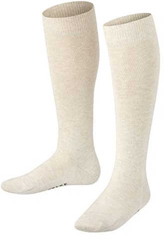 FALKE Unisex Kids Family K Kh Sustainable Cotton Long Plain 1 Pair Knee-High Socks, Beige Sand Melange 4650, 3-5.5