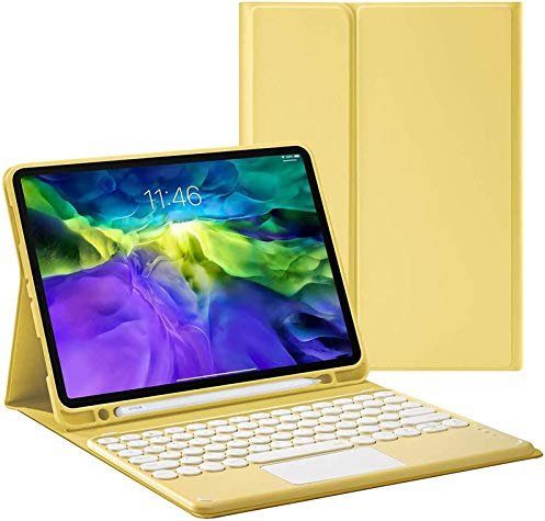 Custodia per Tastiera per iPad PRO 12.9 Pollici Touchpad Keyboard Case - Touchpad Keyboard Bluetooth Slim Folio Pelle Smart Cover per 2020 iPad PRO 12.9,Yellow