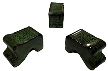 Apta CNTMF3 Terracotta Small Pot Feet Carnival Tropical Moss Glaze (3 Pack)