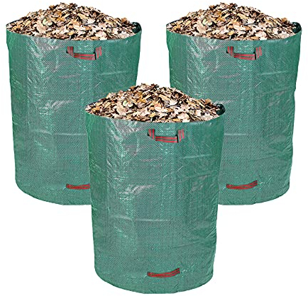 Schramm® 3 Stück Gartensäcke 160 L Polypropylen Gewebe PP Gartensack Garten Sack Säcke Big Bag Laubabfall
