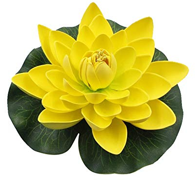 Livecitys Wasserspiel Künstliche Lotusblüte, schwimmende Seerose, für Garten, Teich, Aquarium, Gelb