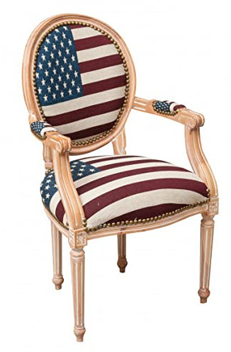 BISCOTTINI Sessel Barock 101x58x56 cm | Louis XVI Englische Flagge Stühle | barock möbel | Barock Stuhl | Louis Stühle