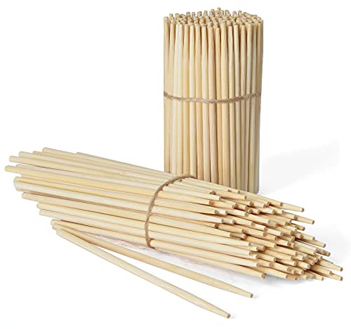 Natural Bamboo Skewers 4 Inch (≈4.3), Kids Friendly/True Semi Pointed, Long Safe Thick Toothpicks For Appetizers，Blunt Food Picks, Wood Sticks for Lollipop, Cake Pop, Fondue (200s)
