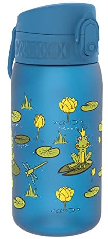 Ion8 Gourde Enfant, 350ml, Anti-Fuite, Facile à Ouvrir, Verrouillage Sécurisé, Lavable en Lave-Vaisselle, Sans BPA, Poignée de Transport, Facile à Nettoyer, Carbone Neutre, Étang Aux Grenouilles