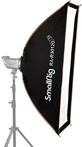 SMALLRIG Strip Softbox mit Quick Release Pressing Design, 30 x 120 cm (11,8 x 47,2) Bowens Mount Softbox mit Strahlgitter und Diffusoren für Studiobeleuchtung, RA-R30120-3931