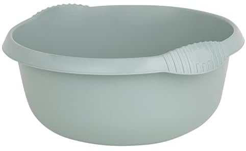 FotoStation Silver Sage, 5 Litre Capacity- 28cm Round Plastic Washing up Bowl For Kitchen Sink, Basin Organisation Household (1)