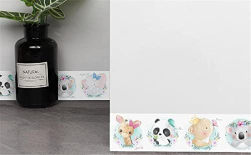 Guest Ruyunlai Cartoon Animals Wallpaper Border Stick and Peel Bedroom bathrooms Kitchen Wall Decor Border PVC Waterproof Wallpaper Border 12cm X 600cm