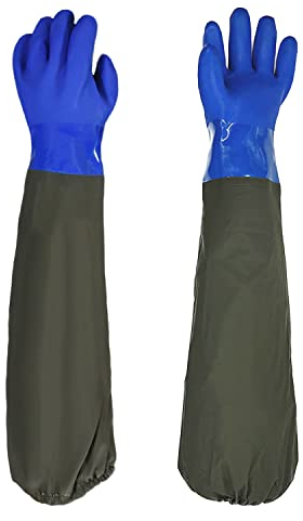 aghoer Pond Gloves,70 CM Long Pond Gloves, Pond Cleaning Gloves, Long Rubber Gloves,A Long Section of Safety Work Gloves, Waterproof
