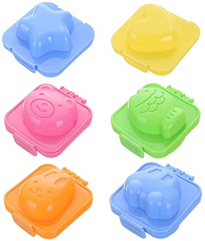 QEEQPF 6-Stücke Formen für gekochte Eier Sushi Reisbälle, Bento Zubehör, DIY Werkzeuge, passend für Heimküchen, Schulen, Kindergärten und Outdoor Camping