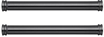 MODE Premium Collection Gardinenstangen, seitliche Befestigung, 3.8 cm Durchmesser, 2er-Set mit Graphit-Endkappen-Endstücken und Stahl-Wandmontage, verstellbare Gardinenstangen, Graphit