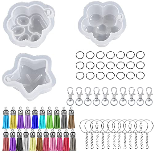 Cayway Pata de Gato Molde de Resina de Silicona, Garra de Oso Moldes Resina Epoxi Pasadores de Tornillo de Ojo para Resina DIY, Colgante, Llavero