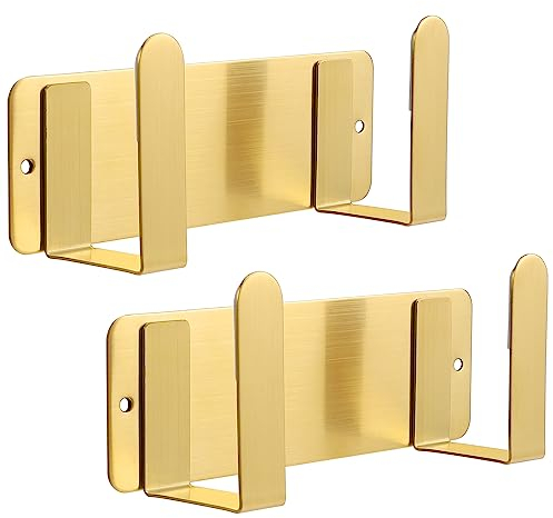 YOUGRIDDA Topfdeckelhalter, An der Wand befestigte 304 Edelstahl-Wannen-Deckel-Organisator-Halter, Selbstklebend, Küchen-Kochgerät-Werkzeug (Golden,2er-Set)