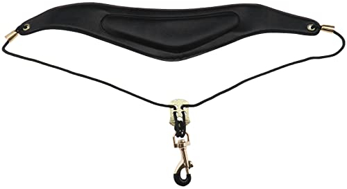 eMagTech Saxophon-Umhängeband mit ergonomischem Design, Leder, weiches, dickes Pad & Metall-Drehhaken, verstellbarer Saxophongurt für Sopran, Alt, Tenor, Bass, Klarinette, Fagott, Schwarz