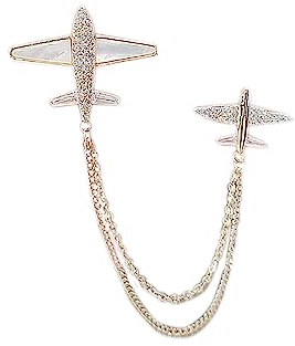 IMINI Zierliche Flugzeug-Brosche für Damen, Herren und Mädchen - Silber mit Weißer Zirkonia - Brosche, Anstecknadel, Accessoires, Mode, Flugbegleiter