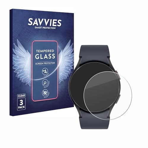 Savvies Schutzglas für Samsung Galaxy Watch 6 | (44 mm) 3 Stück Transparenter Displayschutz Made in Germany 9H Hartglas Klares Echtglas Panzer Schutz Glas Einfache Montage