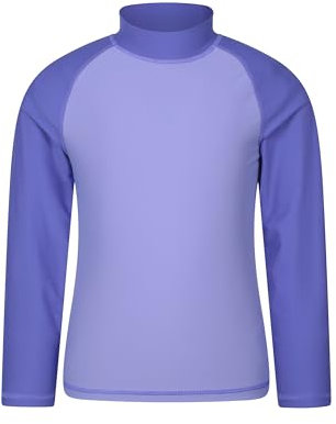 Mountain Warehouse Kids Rash Vest - UV Protection Rash Guard, Long Sleeves Childrens Rash Shirt, Flat Seams, Quick Drying, Stretch Fabric - Ideal for Swimming, Dusky Purple Kids Size 7-8 Years