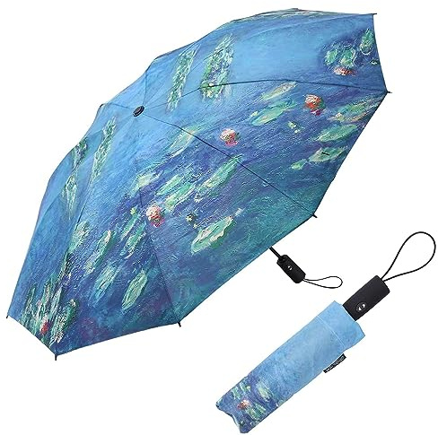 RainCaper Faltbare Reise-Regenschirme (Monet Seerosen)