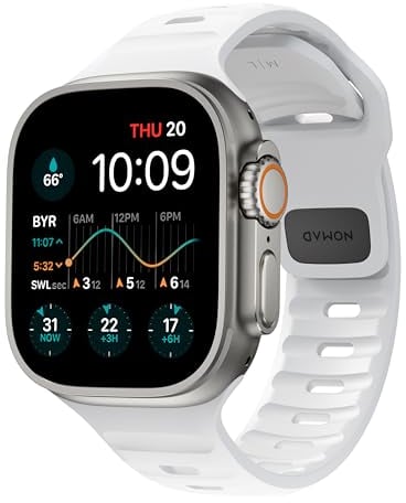 Nomad - Correa Deportiva Compatible con Apple Watch Series 8, 7, 6, SE y Todos los Modelos anteriores, Correa de Reloj Impermeable - 49/45/44/42 mm (Blanco)